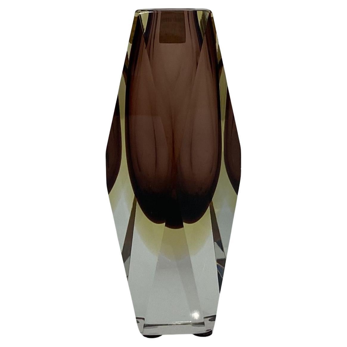 Sommerso Brown & Amber Vintage Murano Glass For Sale