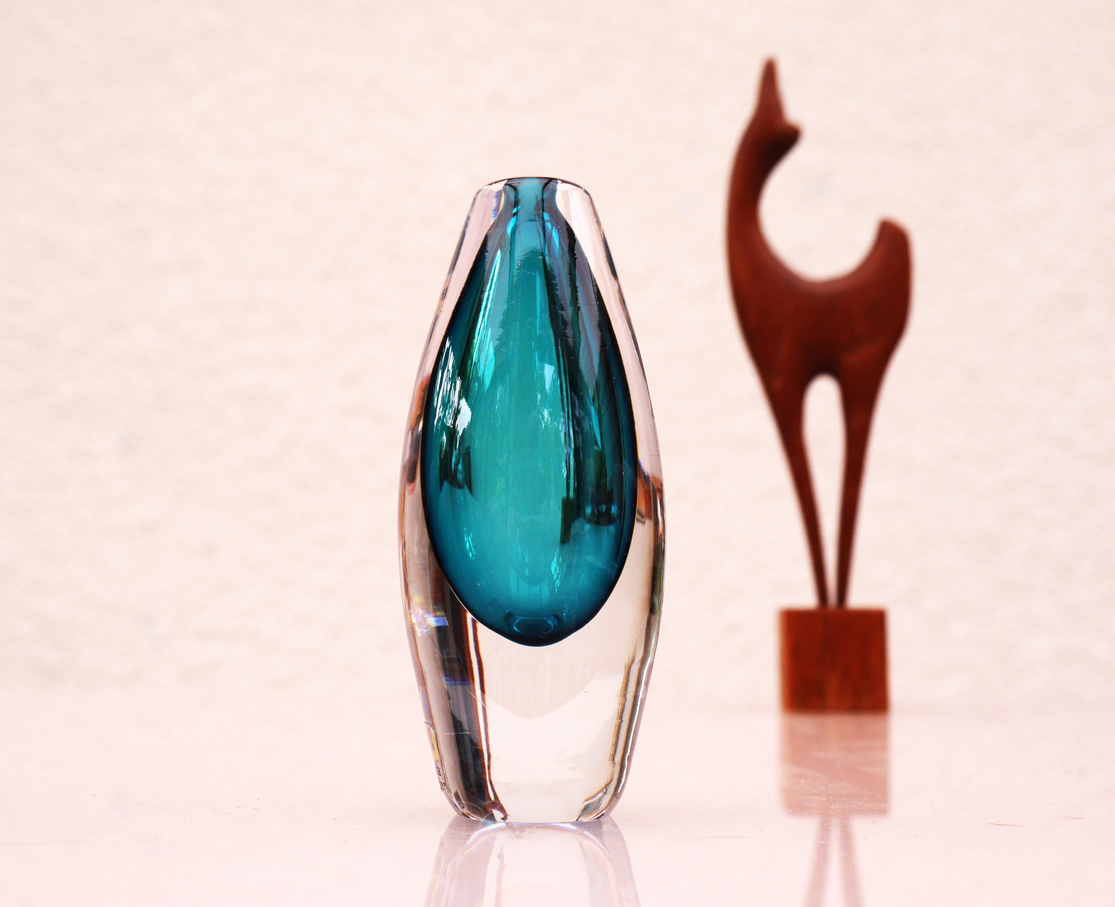 Blown Glass Sommerso crystal miniature seized vase made and signed by Mona Morales