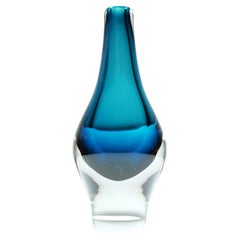 Miniature beschlagnahmte Vase aus Sommerso-Kristall, signiert von Mona Morales