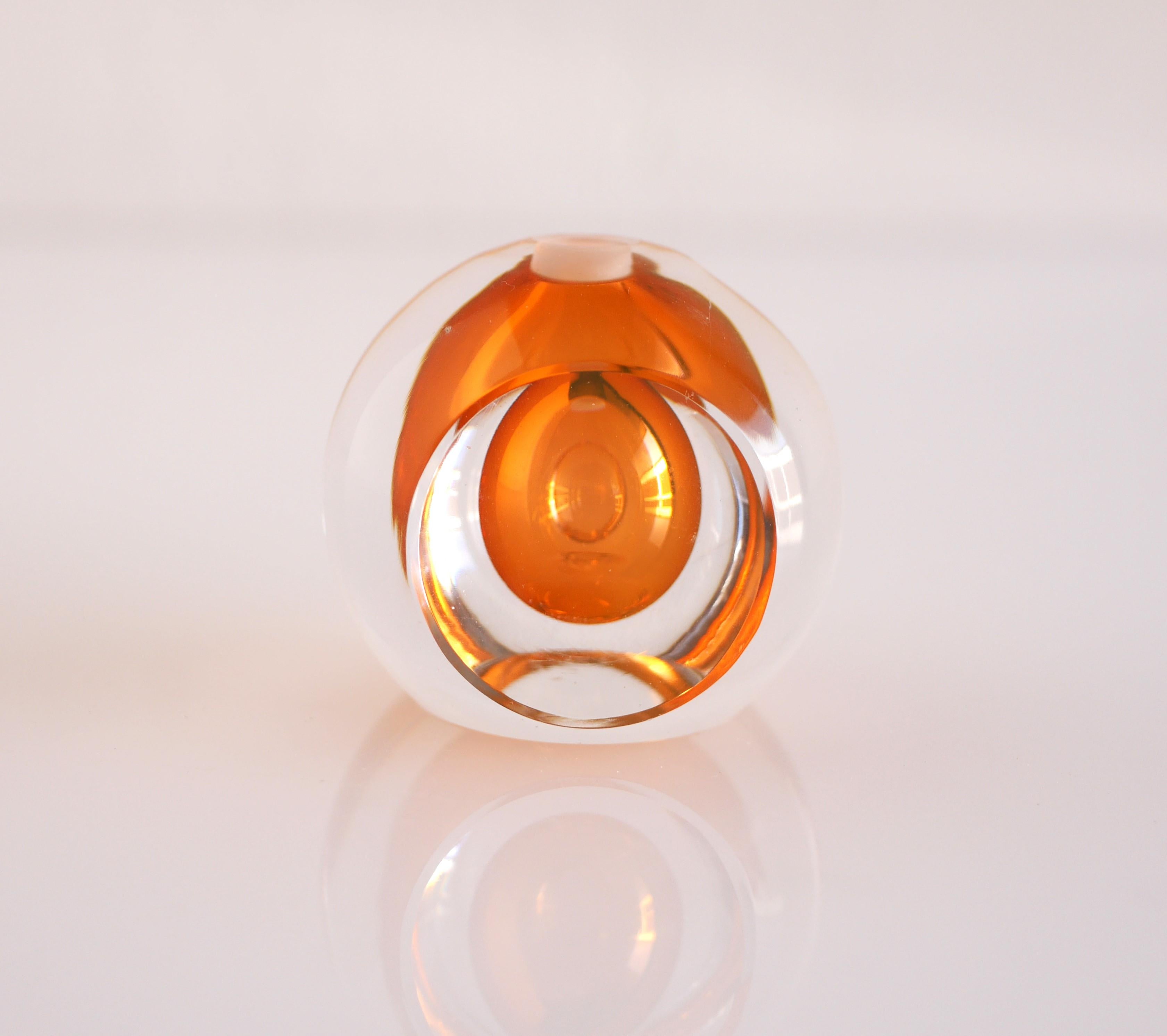 Sommerso crystal 'Ventana' perfume flacon made and signed by Mona Morales, Kosta 1