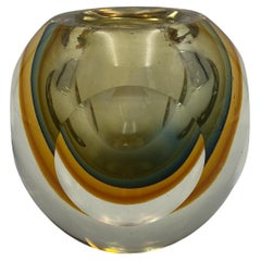 Sommerso Faceted Art Glass Bowl, Italy, 1960's 