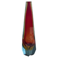 Sommerso Faceted Murano Glass Vase San MarCo, Alessandro Mandruzzato, Italy 1960