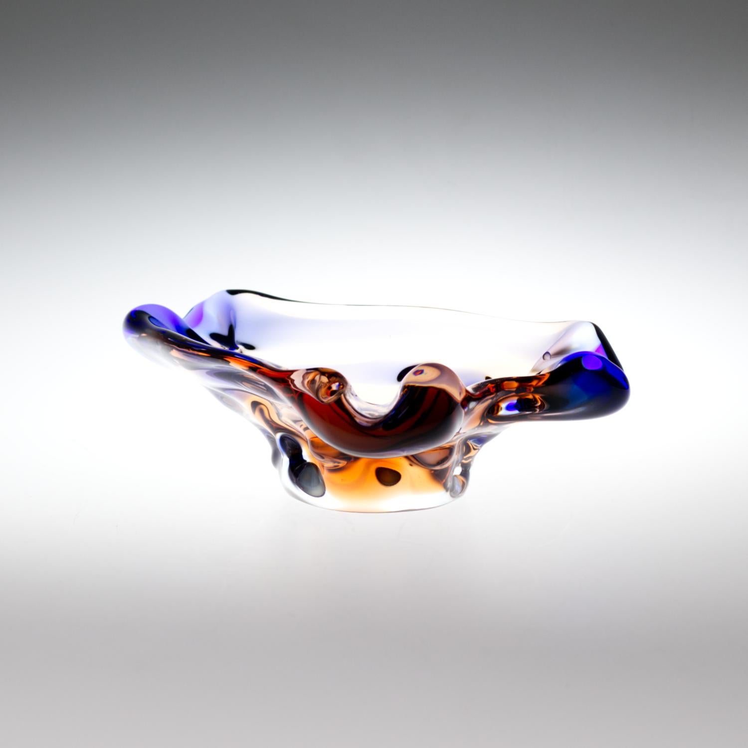 Cendrier en verre Sommerssov par František Zemek pour Mstisov glass Union 1960s Bon état - En vente à Lucenec, SK