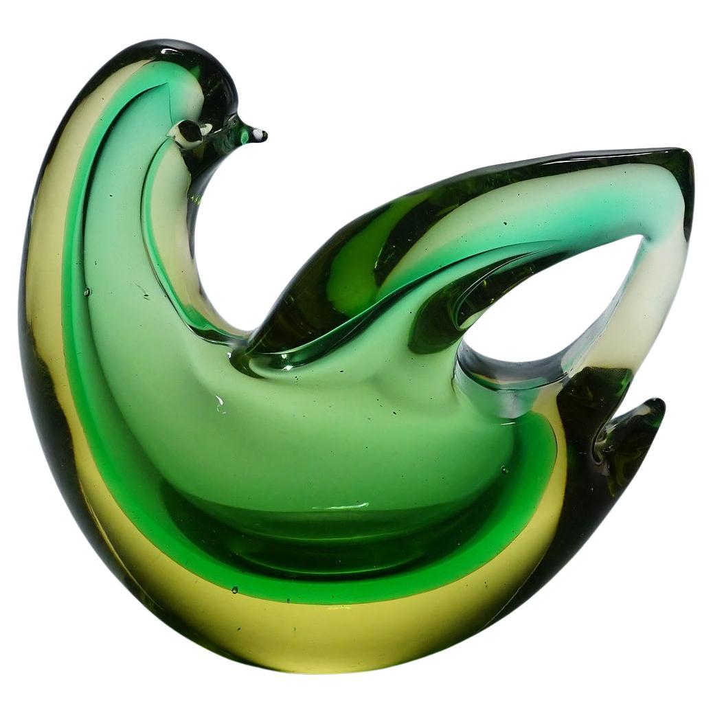Sommerso Glass Bird Sculpture, Flavio Poli for Seguso Murano 1953