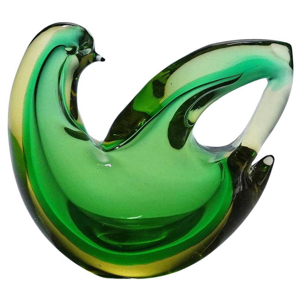 Sommerso Glass Bird Sculpture, Flavio Poli for Seguso Murano 1953 For Sale