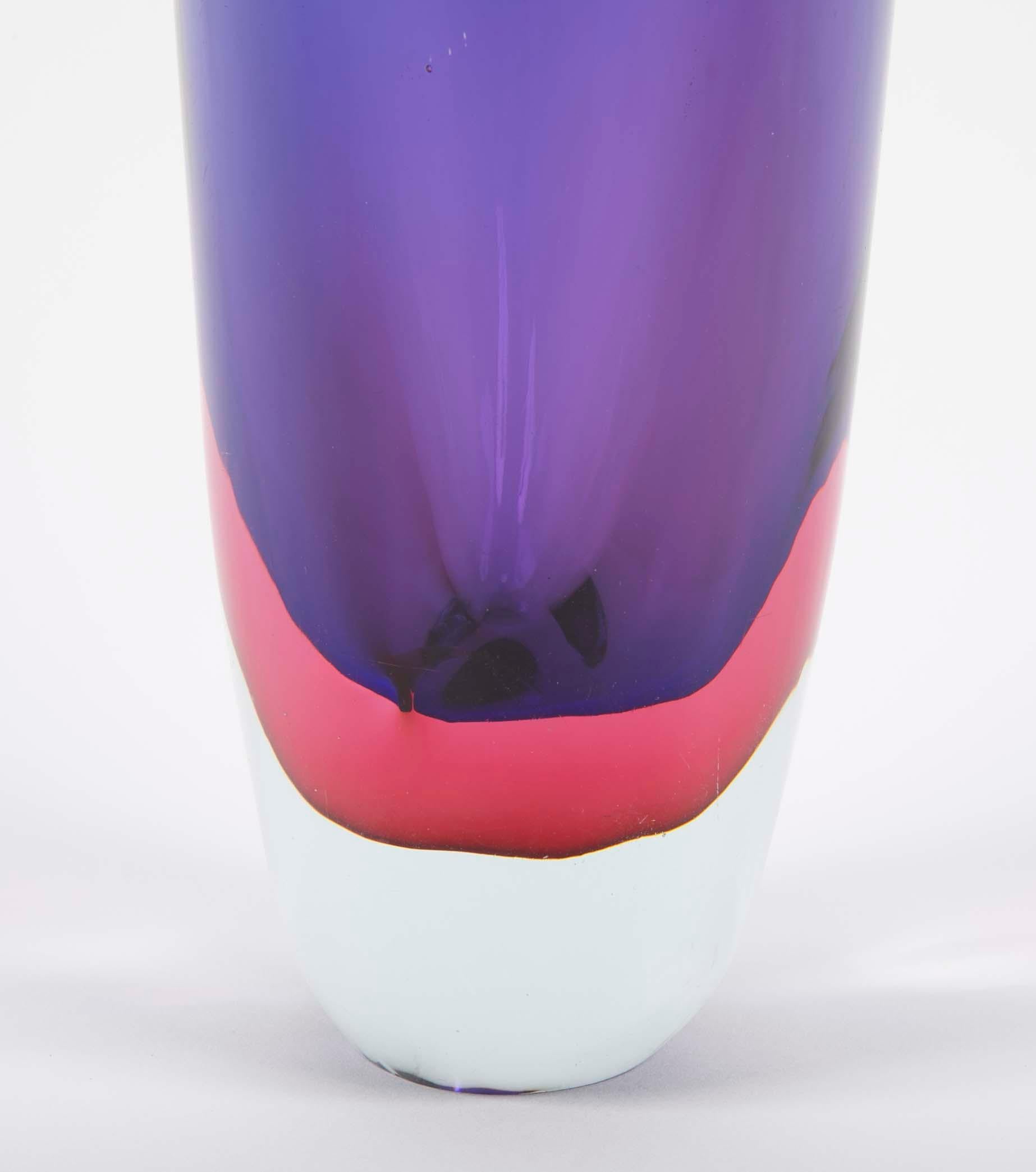 20ième siècle Vase en verre Sommerso de Flavio Poli en vente