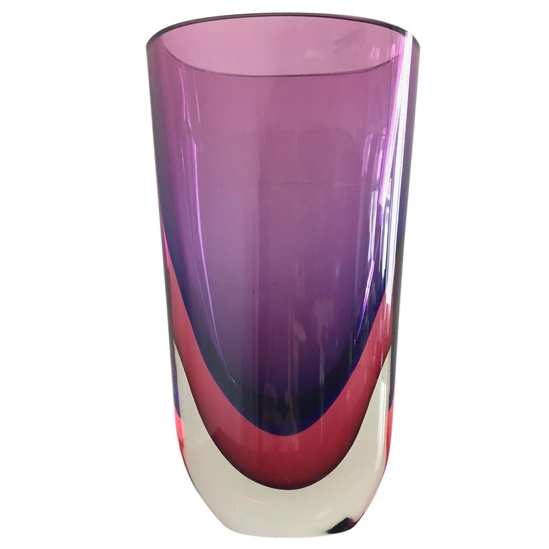 Sommerso Glass Vase by Flavio Poli For Sale