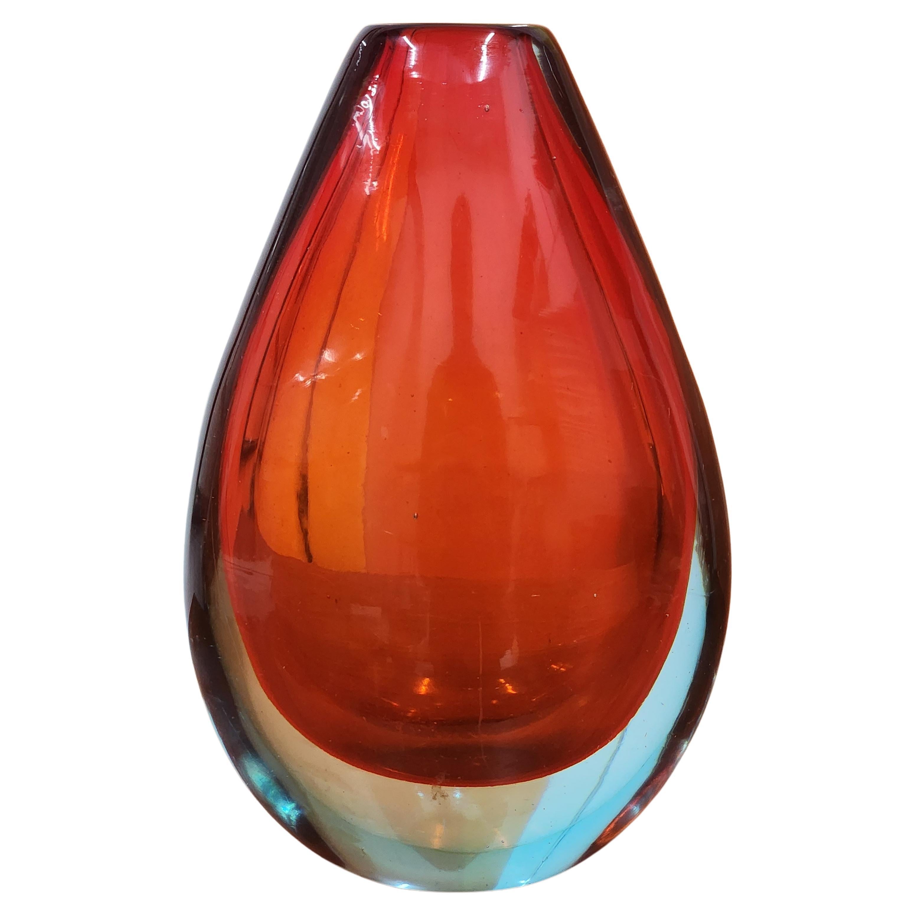 Sommerso glass vase by Flavio Poli For Sale