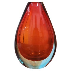 Used Sommerso glass vase by Flavio Poli