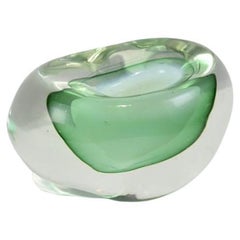 Sommerso Glass Vessel in Green with Opalescent Center