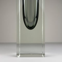 Sommerso gray Murano glass vase, style Flavio Poli, Italy 1970s