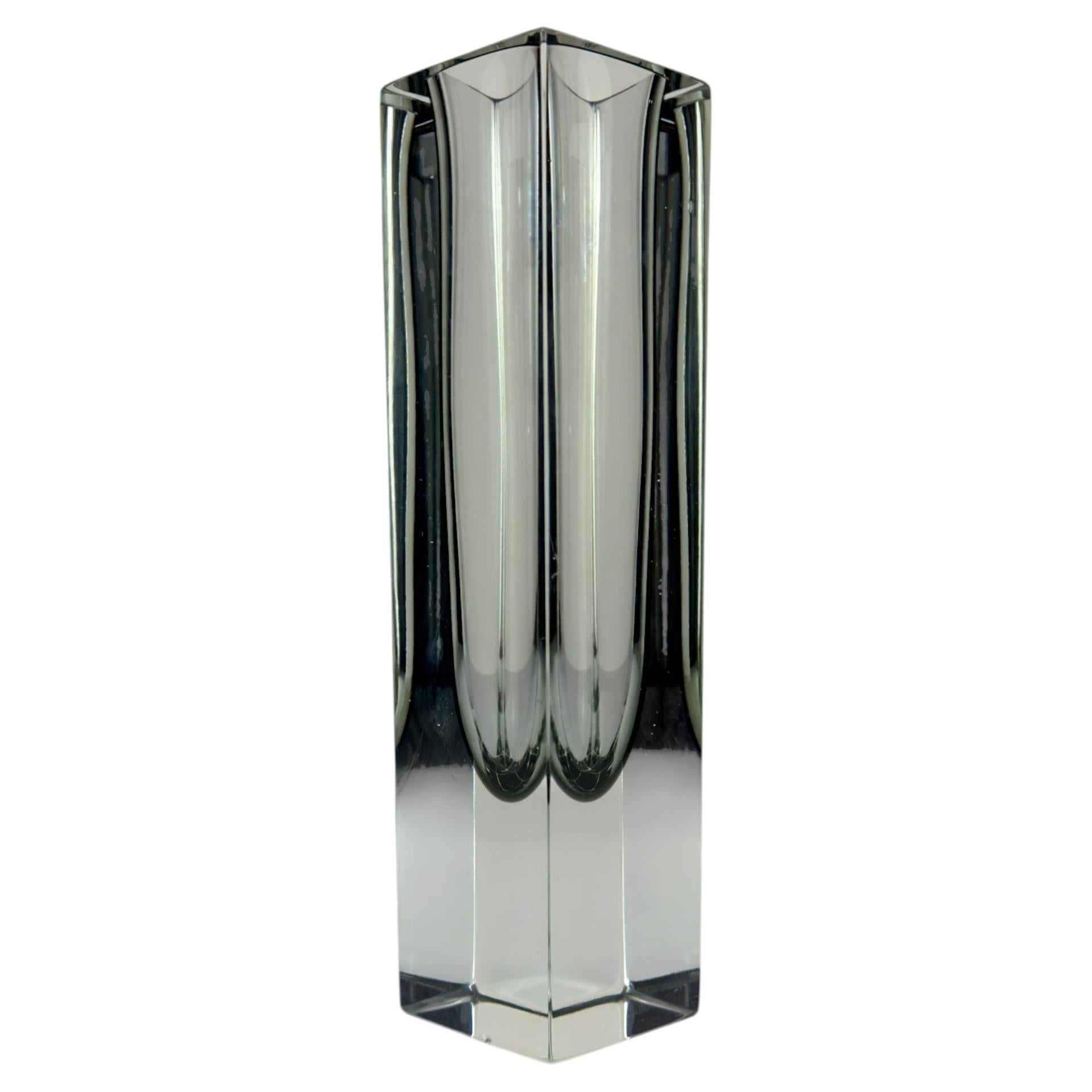 Sommerso gray Murano glass vase, style Flavio Poli, Italy 1970s