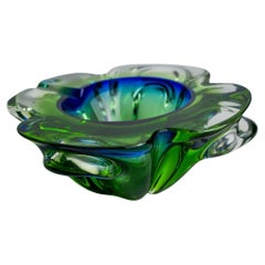 Sommerso green pocket emptier by Flavio Poli for Seguso Murano glass Italy 1970
