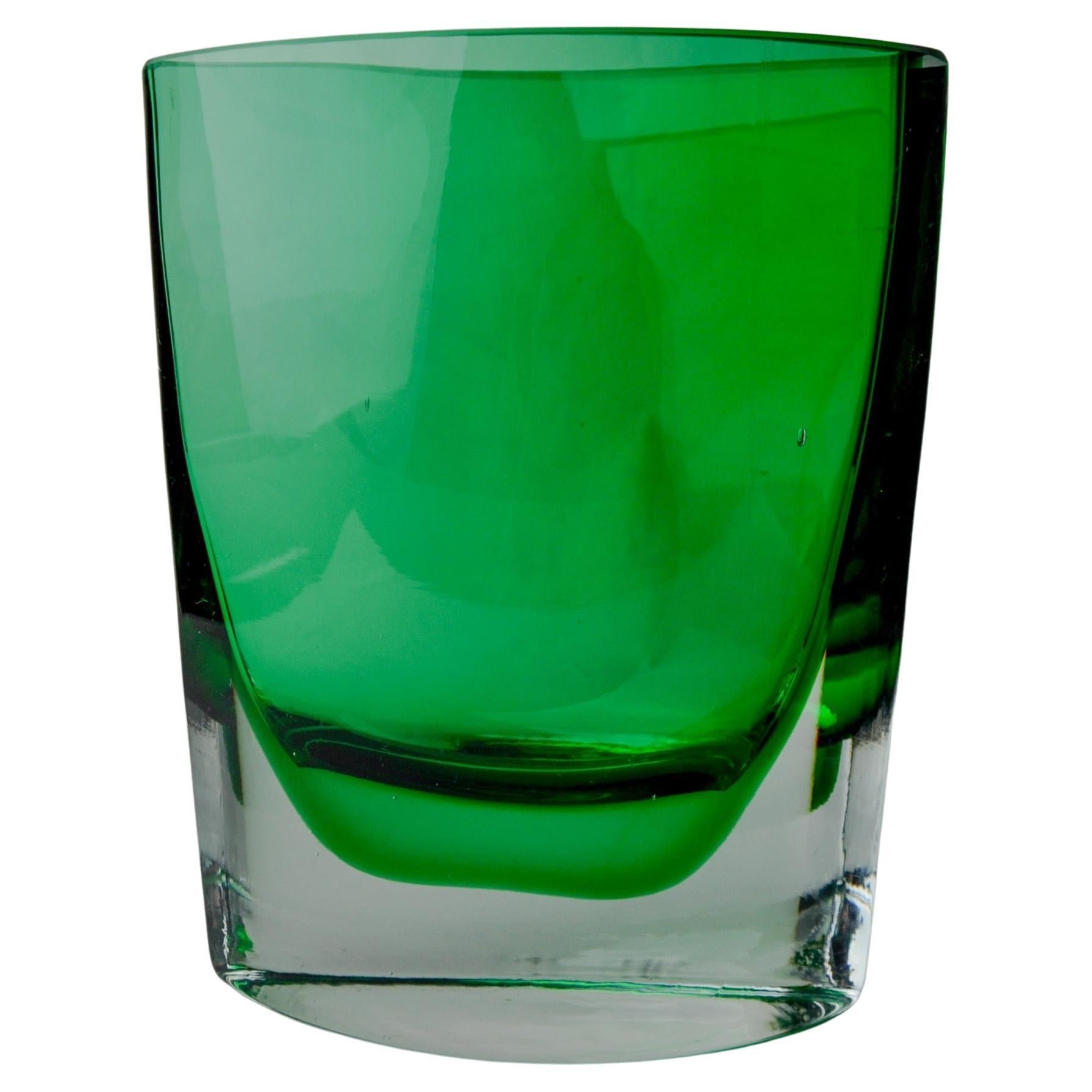 Sommerso green vase by seguros, murano glass, italy, 1980