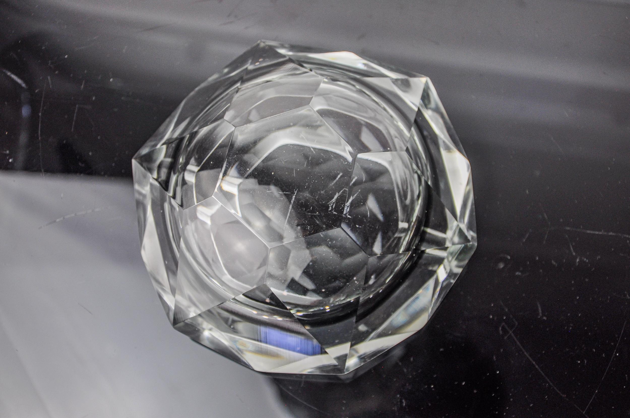 Cenicero gris Sommerso de Seguso, cristal facetado, Murano, Italia, 1970 finales del siglo XX en venta