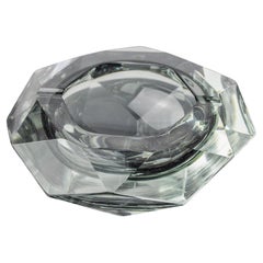 Cenicero gris Sommerso de Seguso, cristal facetado, Murano, Italia, 1970