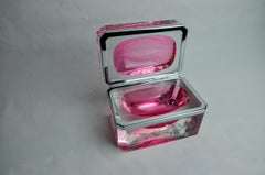 Sommerso jewelry box engraved by Mandruzzato, Murano glass, Italy, 1960