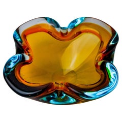 Sommerso multicolored ashtray by seguso, murano glass, italy, 1970