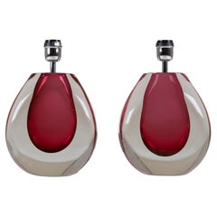 Sommerso Murano 1960s Italian mid-century raspberry lamps, 1960s, teardrop