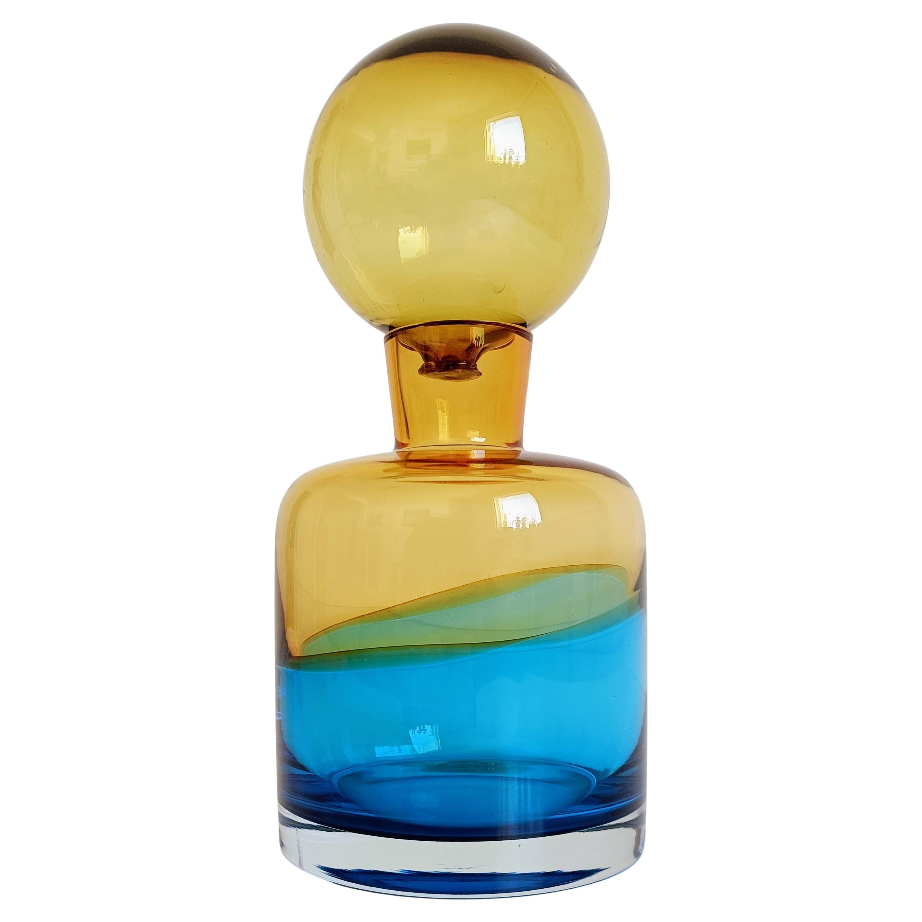 Sommerso Murano Art Glass Bottle In The Style of Flavio Poli for Seguso For Sale