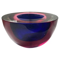 Bol en verre Murano Glass Sommerso par Flavio Poli pour Seguso, Italie, années 1950 - Bleu et rose