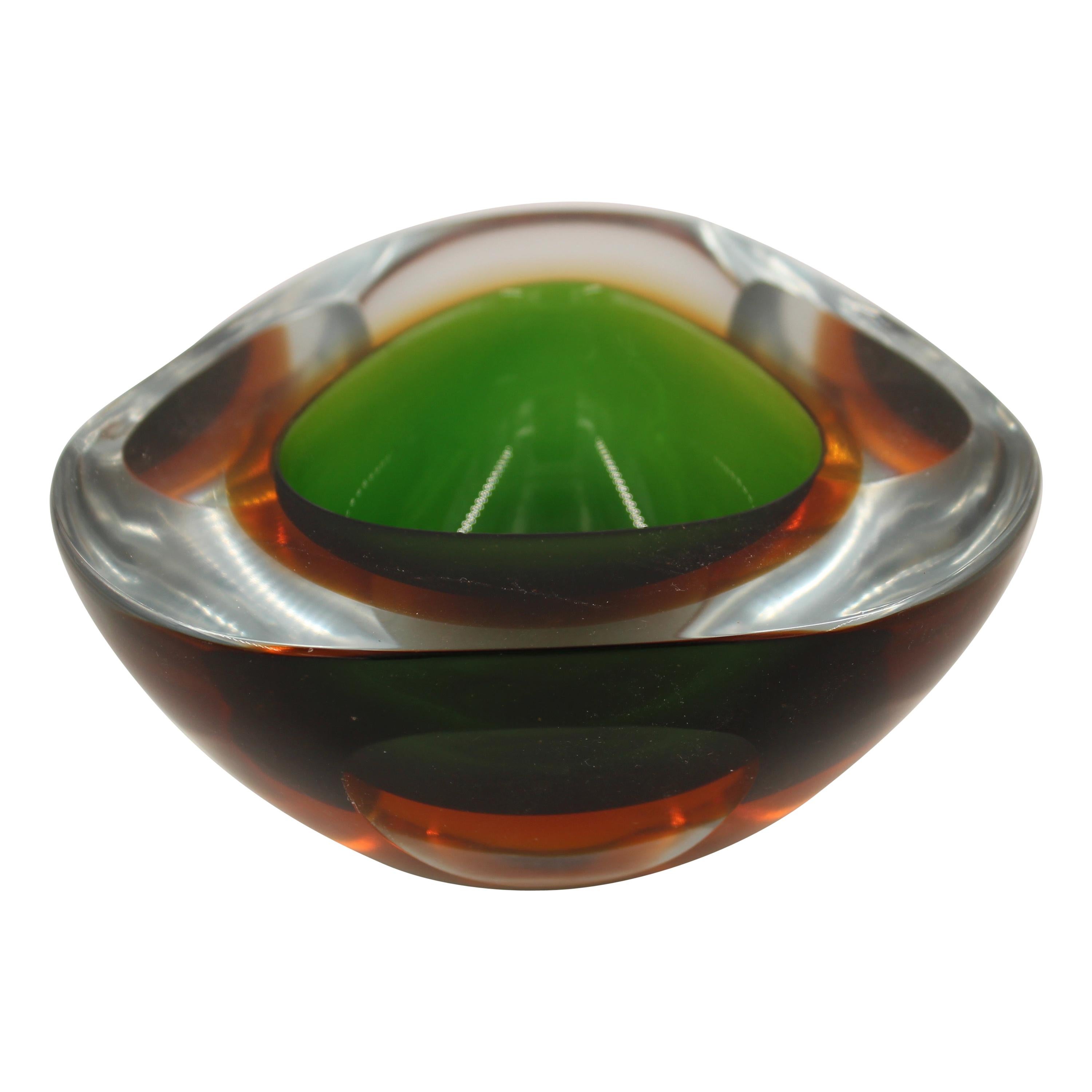 Sommerso Murano Glass Decorative Bowl Attributed to Flavio Poli, Italy, 1960