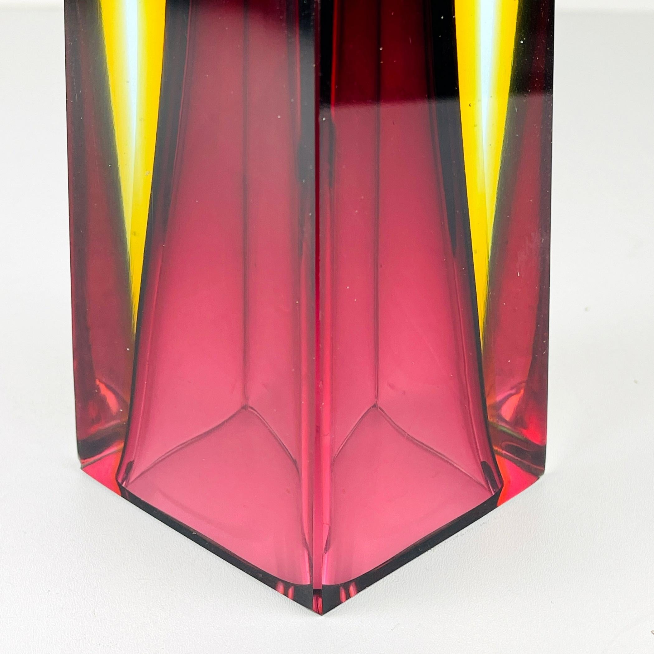Sommerso Murano Glass Hand-Cut Vases by Alessandro Mandruzzato Italy 1970s For Sale 4