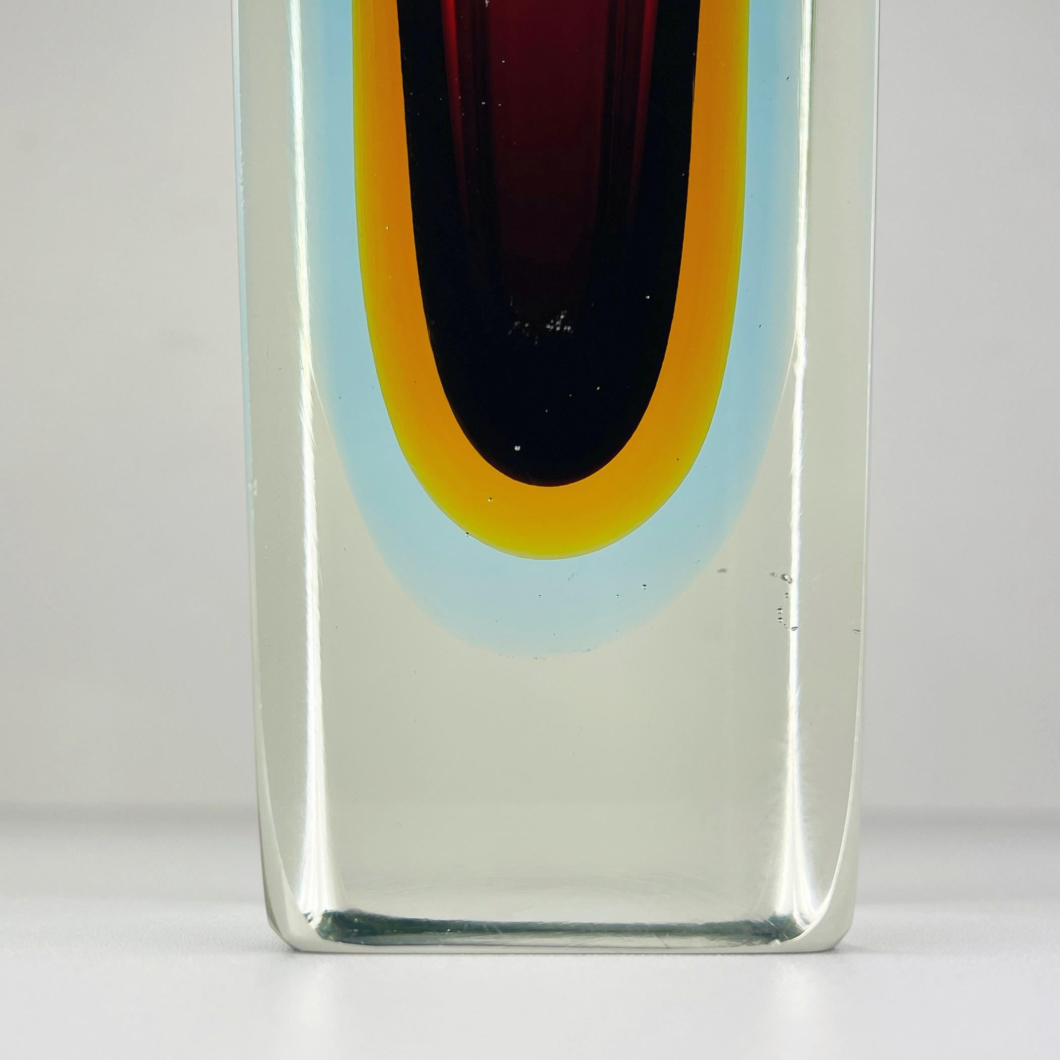 Mid-Century Modern Sommerso Murano Glass Hand-Cut Vases by Alessandro Mandruzzato Italy 1970s