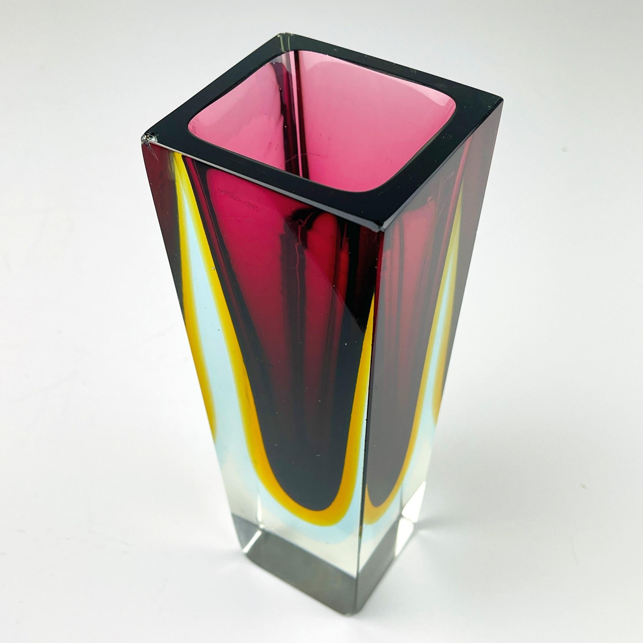 20th Century Sommerso Murano Glass Hand-Cut Vases by Alessandro Mandruzzato Italy 1970s For Sale