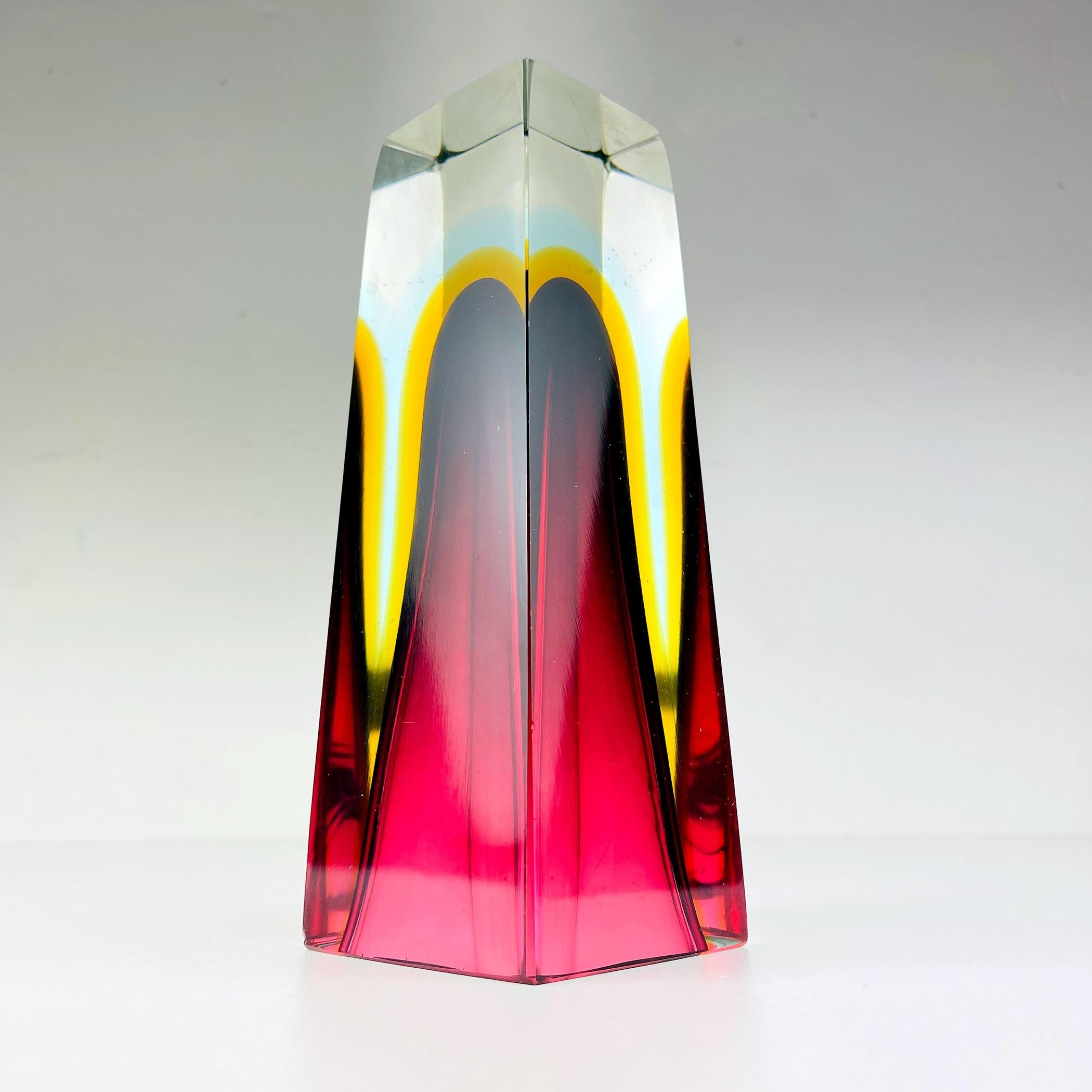 Sommerso Murano Glass Hand-Cut Vases by Alessandro Mandruzzato Italy 1970s For Sale 1