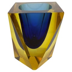 Sommerso Murano Glass Small Faceted Vase, 1970s