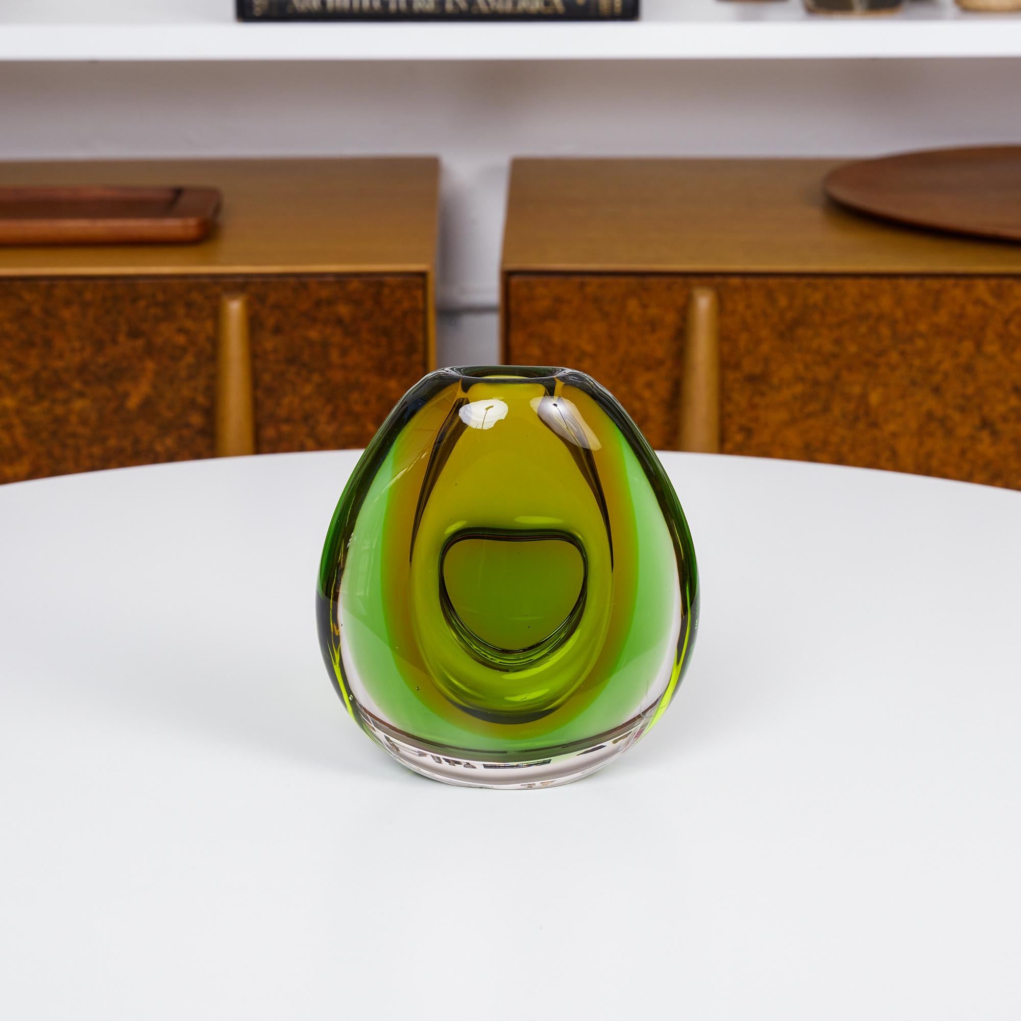 Italian Sommerso Murano Glass Vase by Flavio Poli