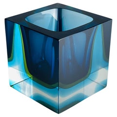 Sommerso murano glass vase by Flavio Poli for Seguso Italy, 1970s