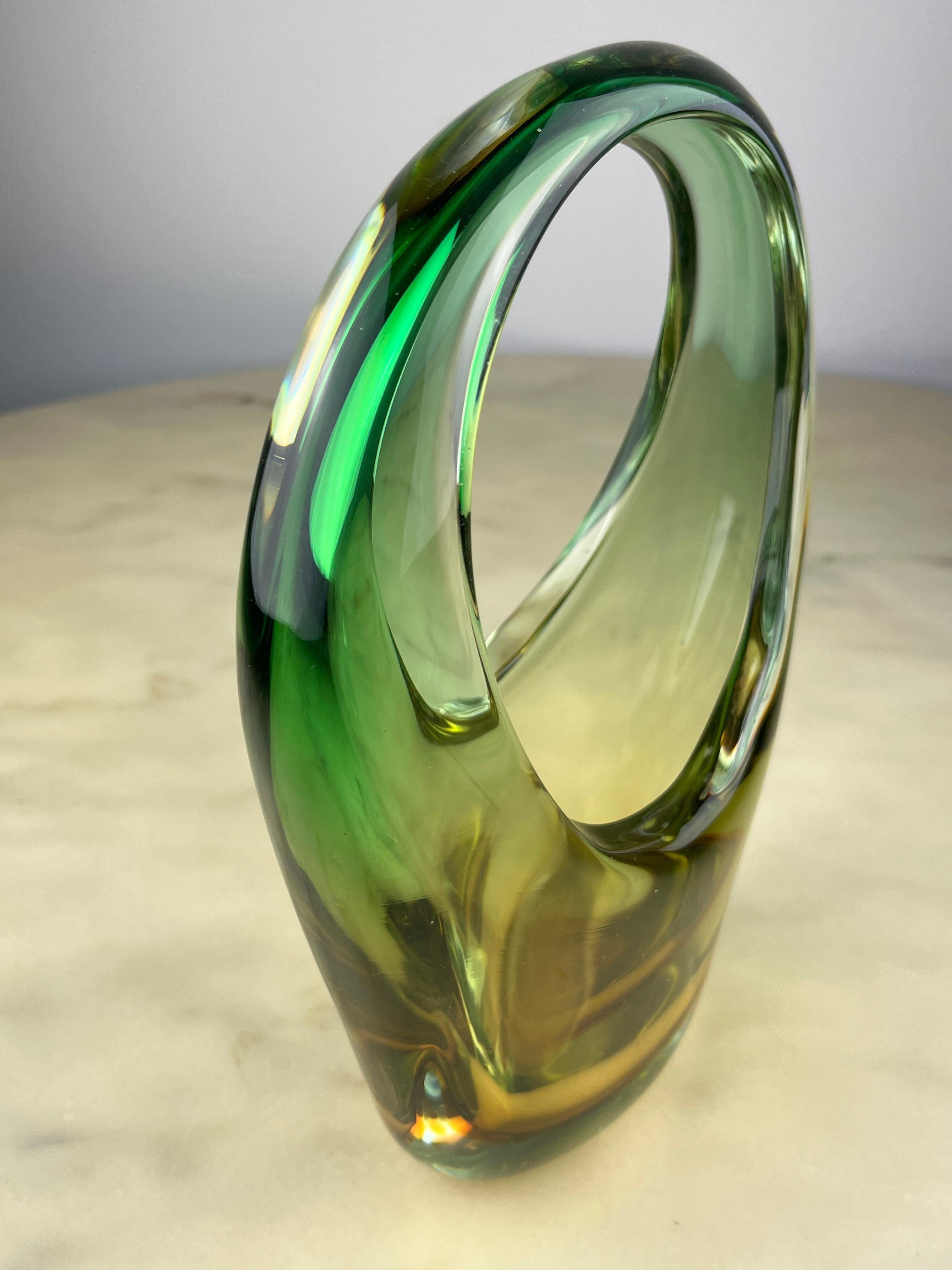 Mid-20th Century Sommerso Murano Glass Vase  made In Italy 1960s For Sale