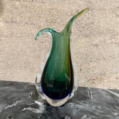 Sommerso Murano Glass Vase Mid Century Modern