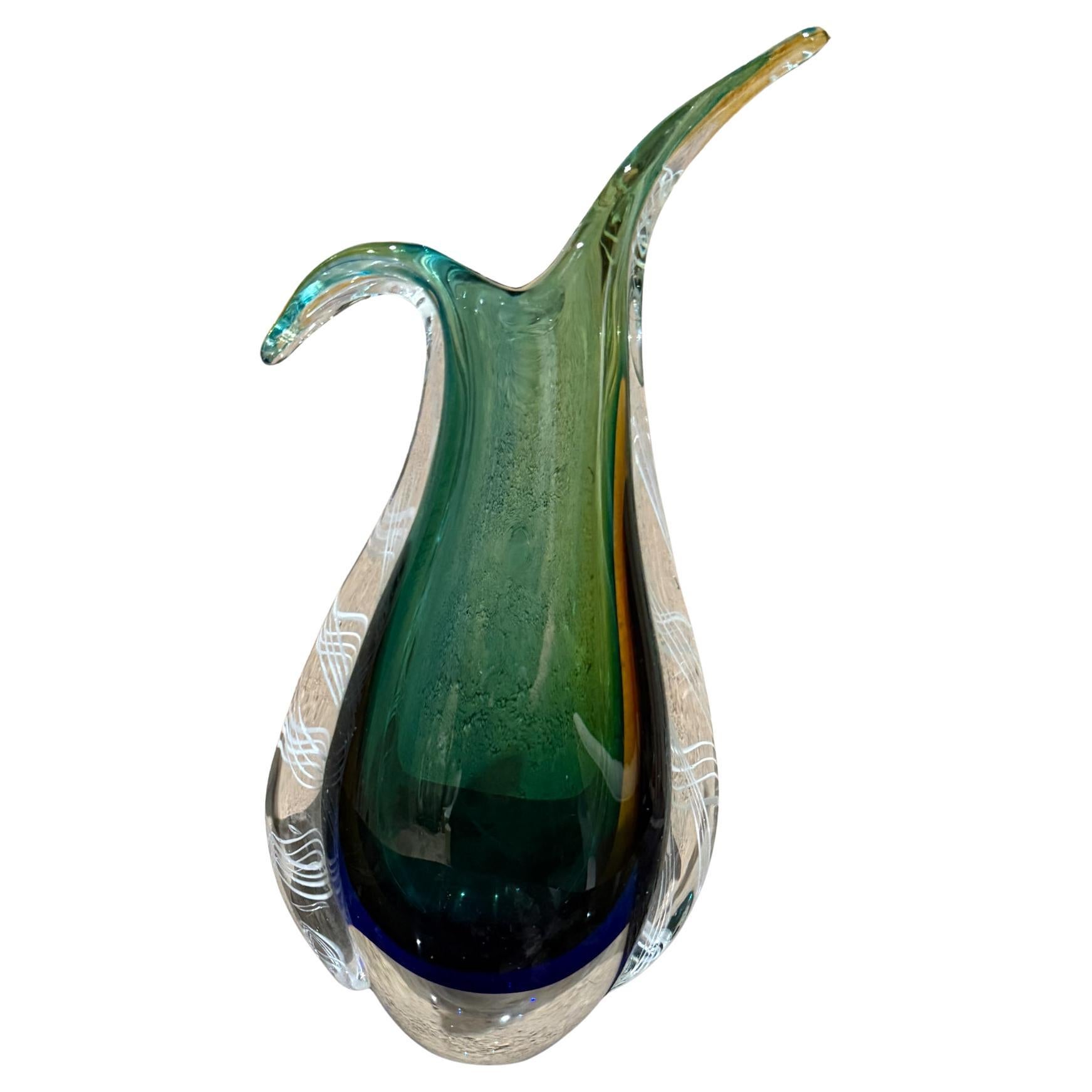 Vaso in vetro di Murano Sommerso Mid Century Modern