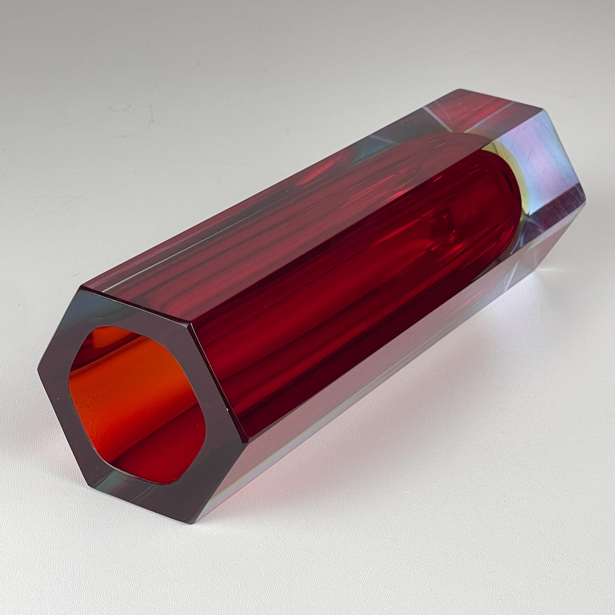 Sommerso murano glass vase style Flavio Poli, Italy 1970s For Sale 3