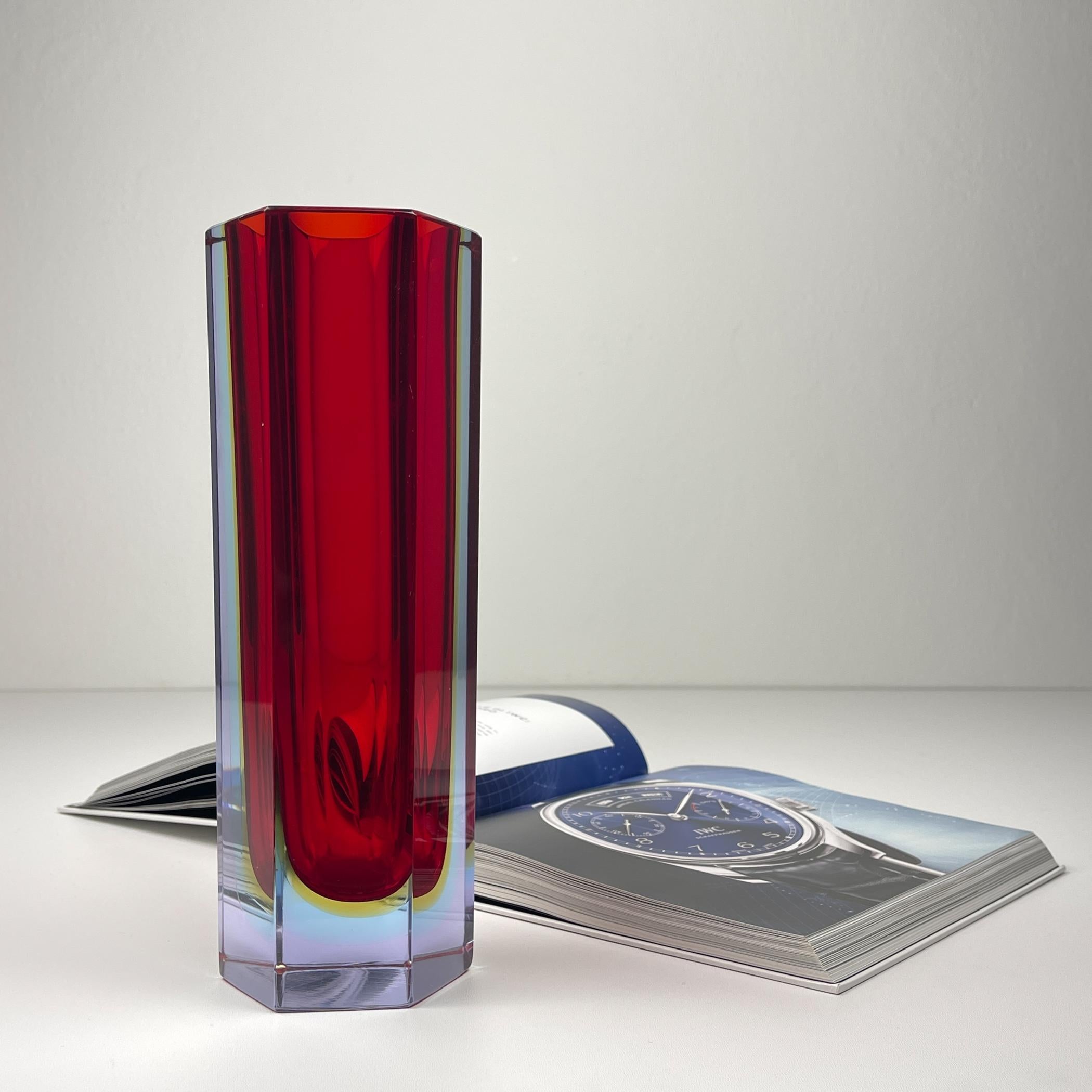 Sommerso murano glass vase style Flavio Poli, Italy 1970s For Sale 4