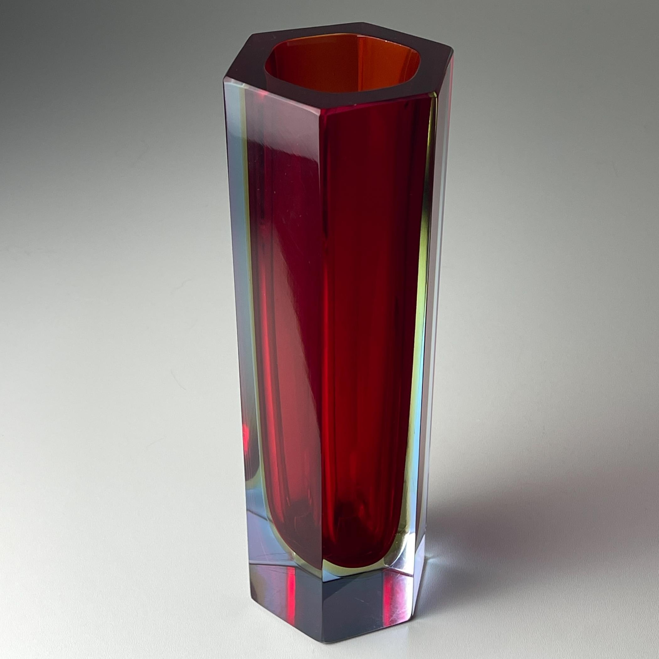 Sommerso murano glass vase style Flavio Poli, Italy 1970s For Sale 5