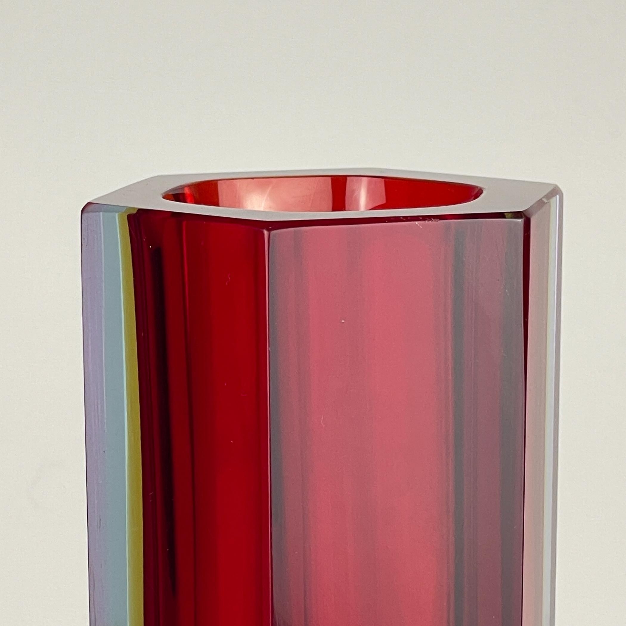 Mid-Century Modern Sommerso murano glass vase style Flavio Poli, Italy 1970s For Sale