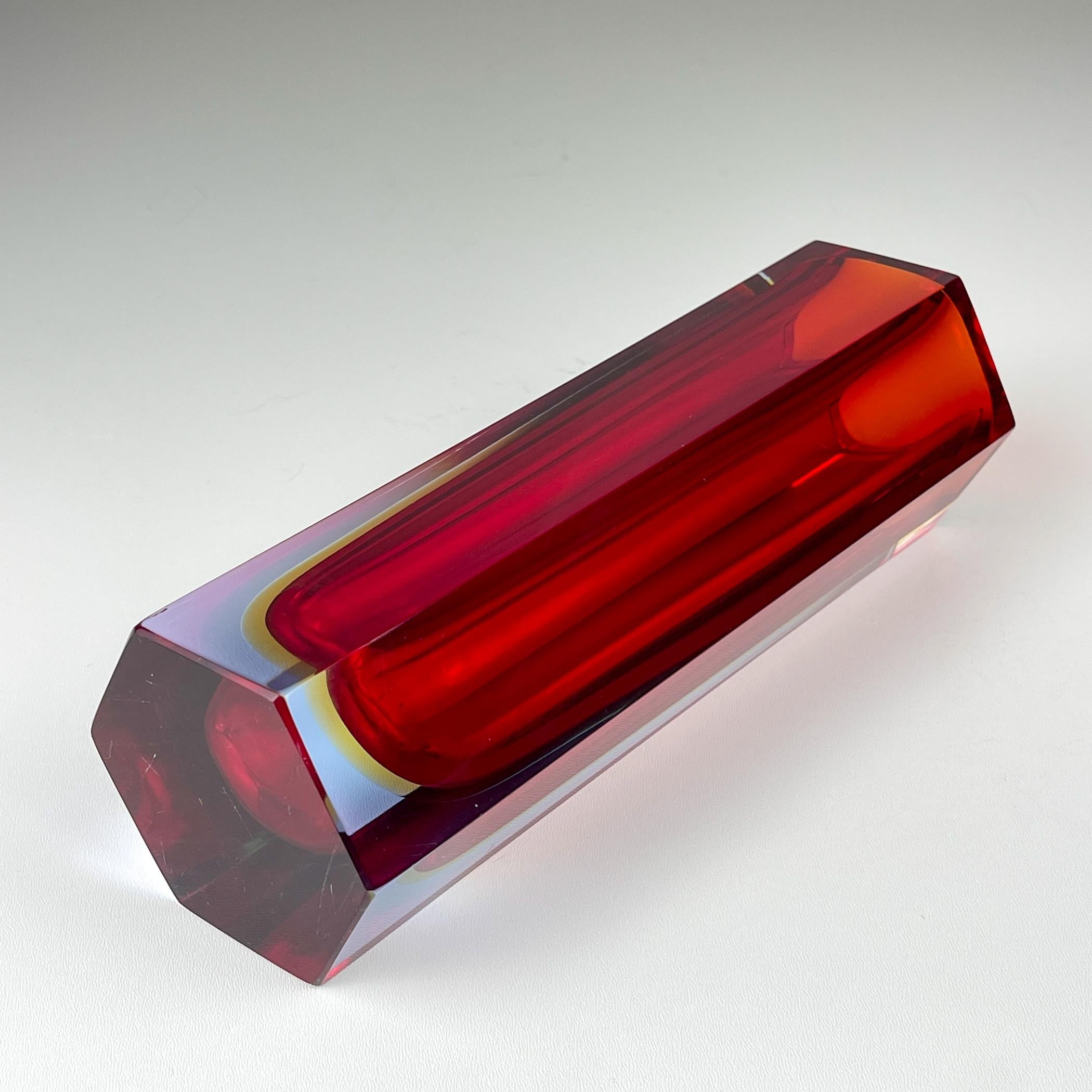 Murano Glass Sommerso murano glass vase style Flavio Poli, Italy 1970s For Sale