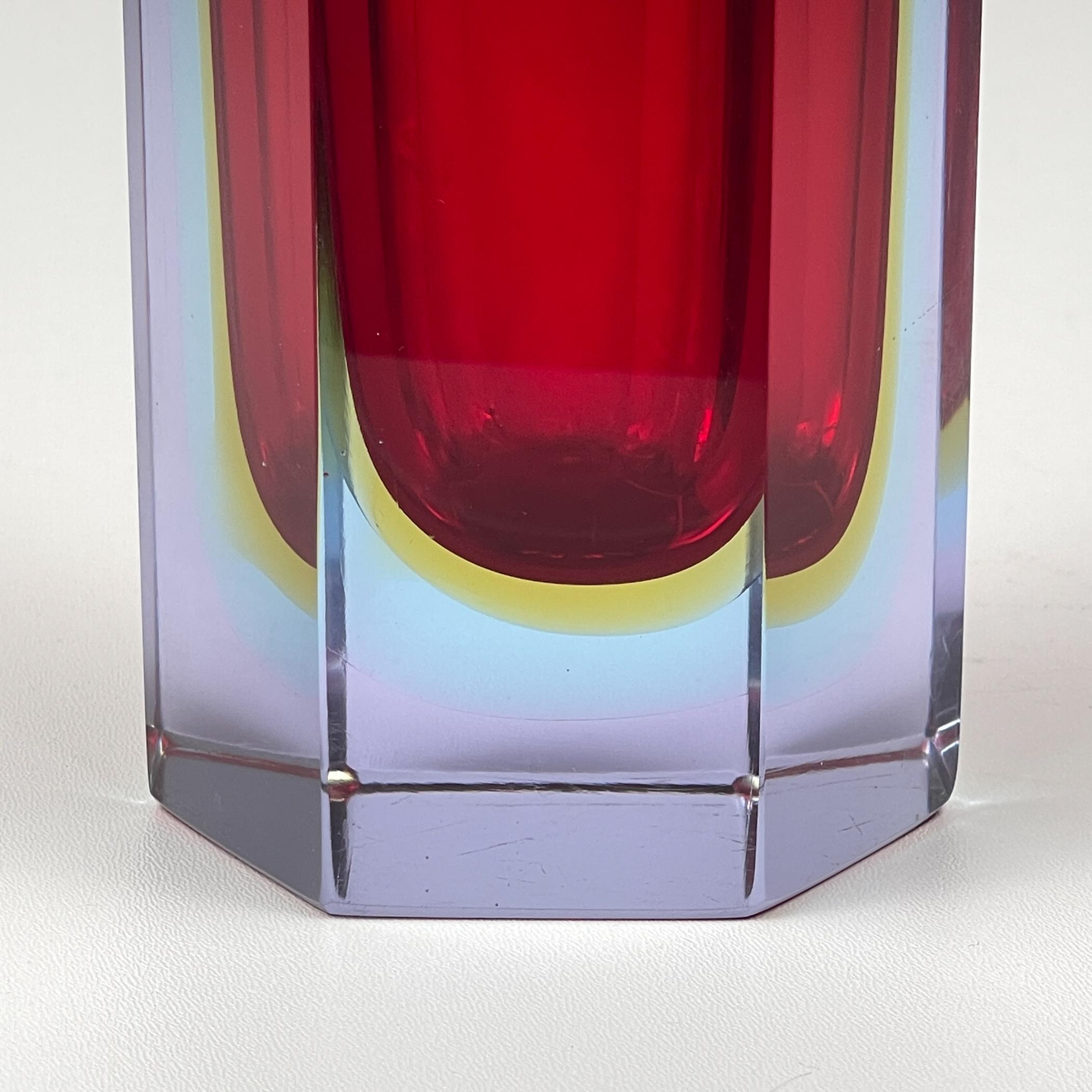 Sommerso murano glass vase style Flavio Poli, Italy 1970s For Sale 1