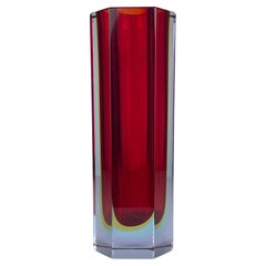 Sommerso Murano-Glas Vase Stil Flavio Poli, Italien 1970er Jahre