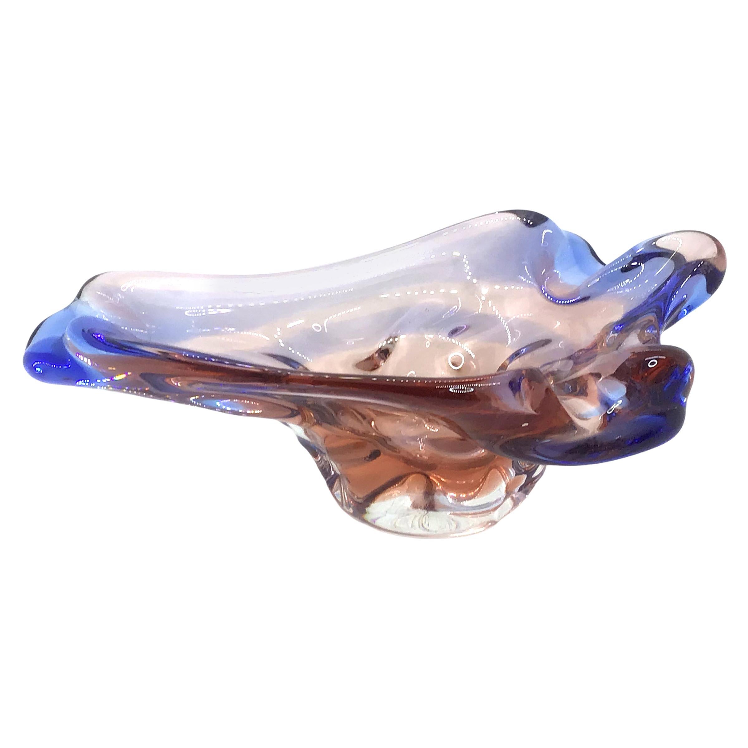 Sommerso Organic Murano Art Glass Bowl, Catchall or Cigar Astray For Sale