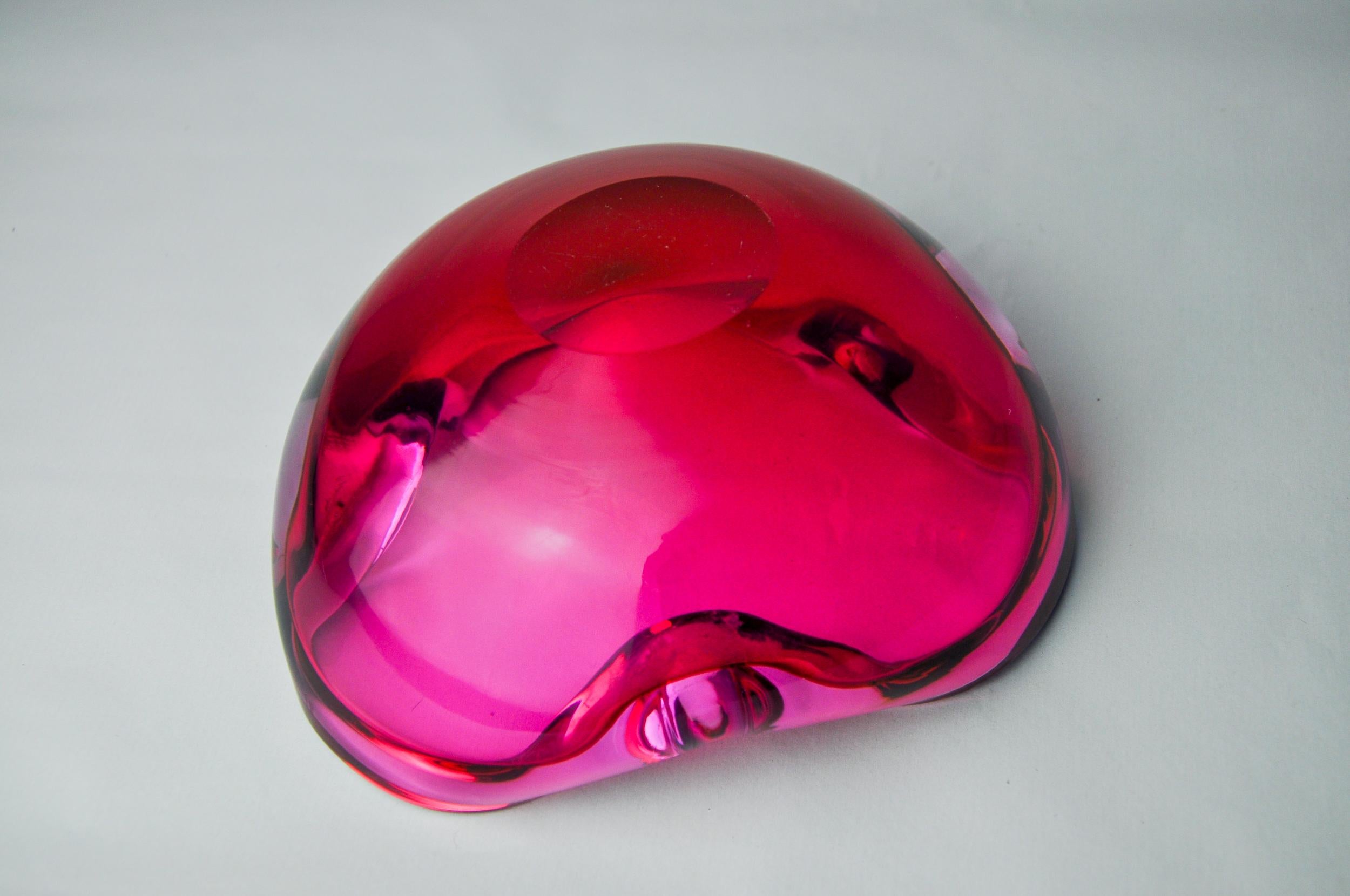 Sommerso pink and purple trinket tray by Flavio Poli for Seguso, Murano glass 1