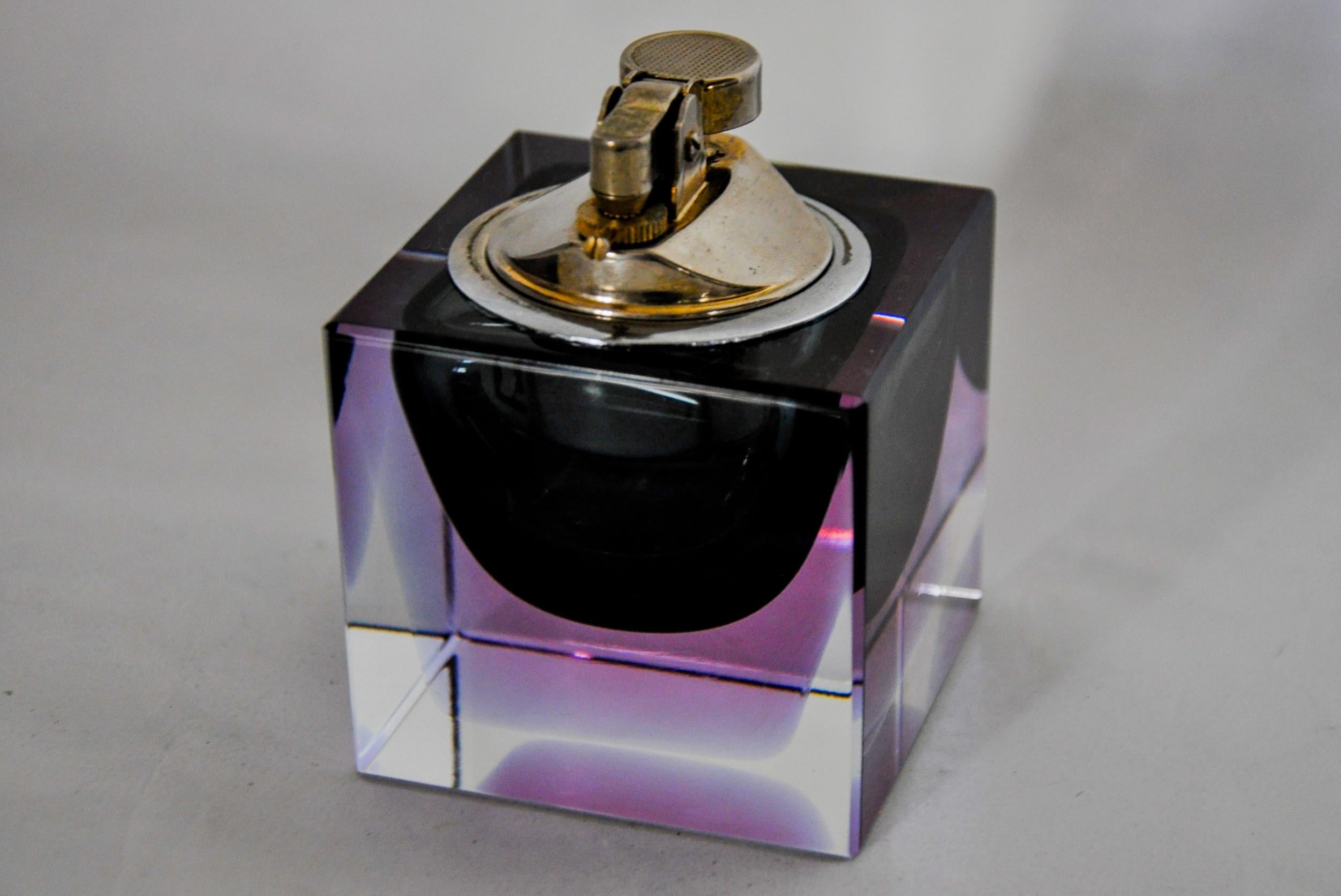 Sommerso purple lighter for Seguso, Murano glass, Italy, 970 In Good Condition For Sale In BARCELONA, ES