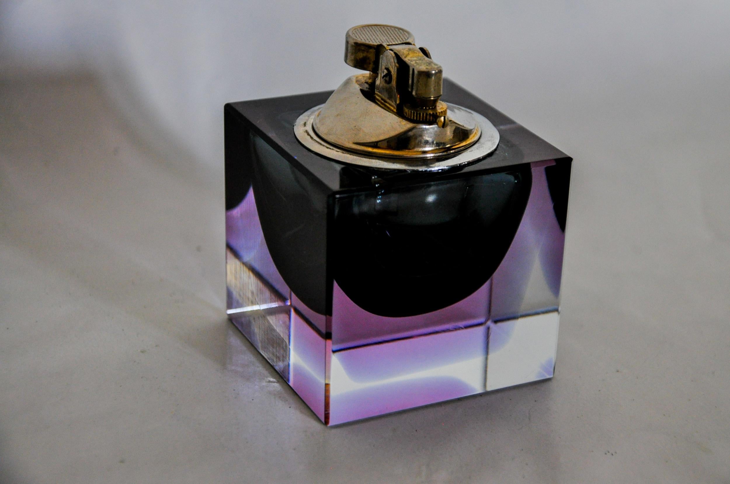 Late 20th Century Sommerso purple lighter for Seguso, Murano glass, Italy, 970 For Sale