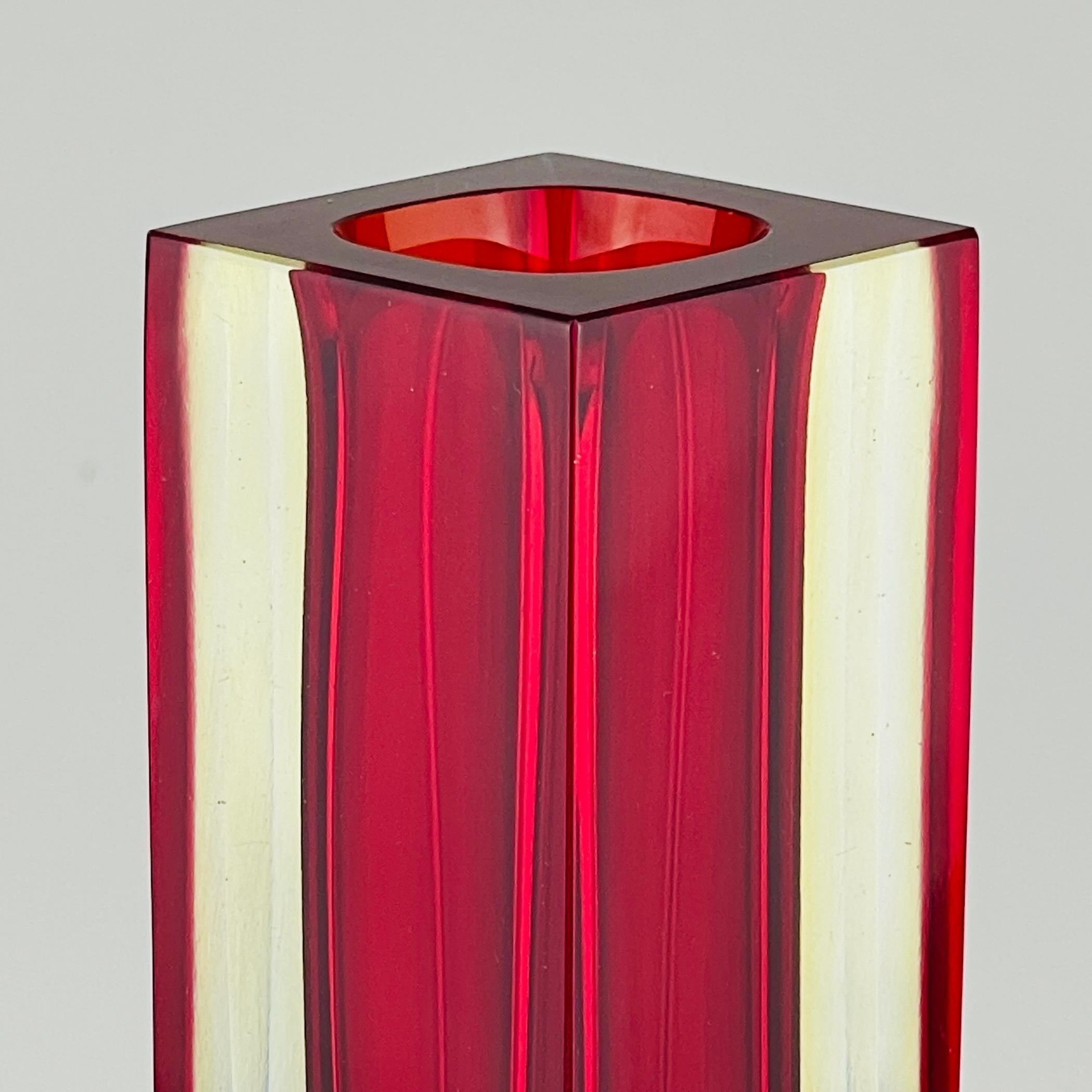 Vaso in vetro di Murano Sommerso rosso, stile Flavio Poli, Italia anni '70 in vendita 9