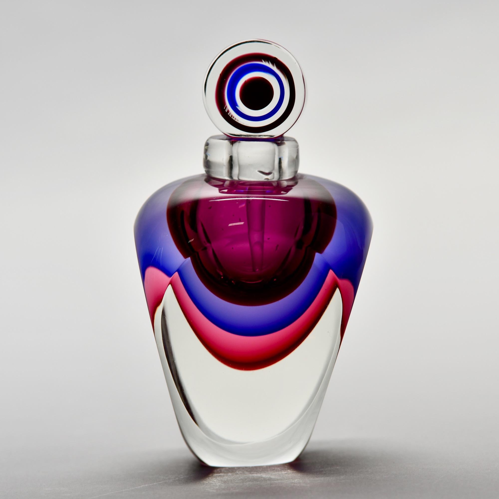 Mid-Century Modern Sommerso Style Murano Glass Perfume Bottle