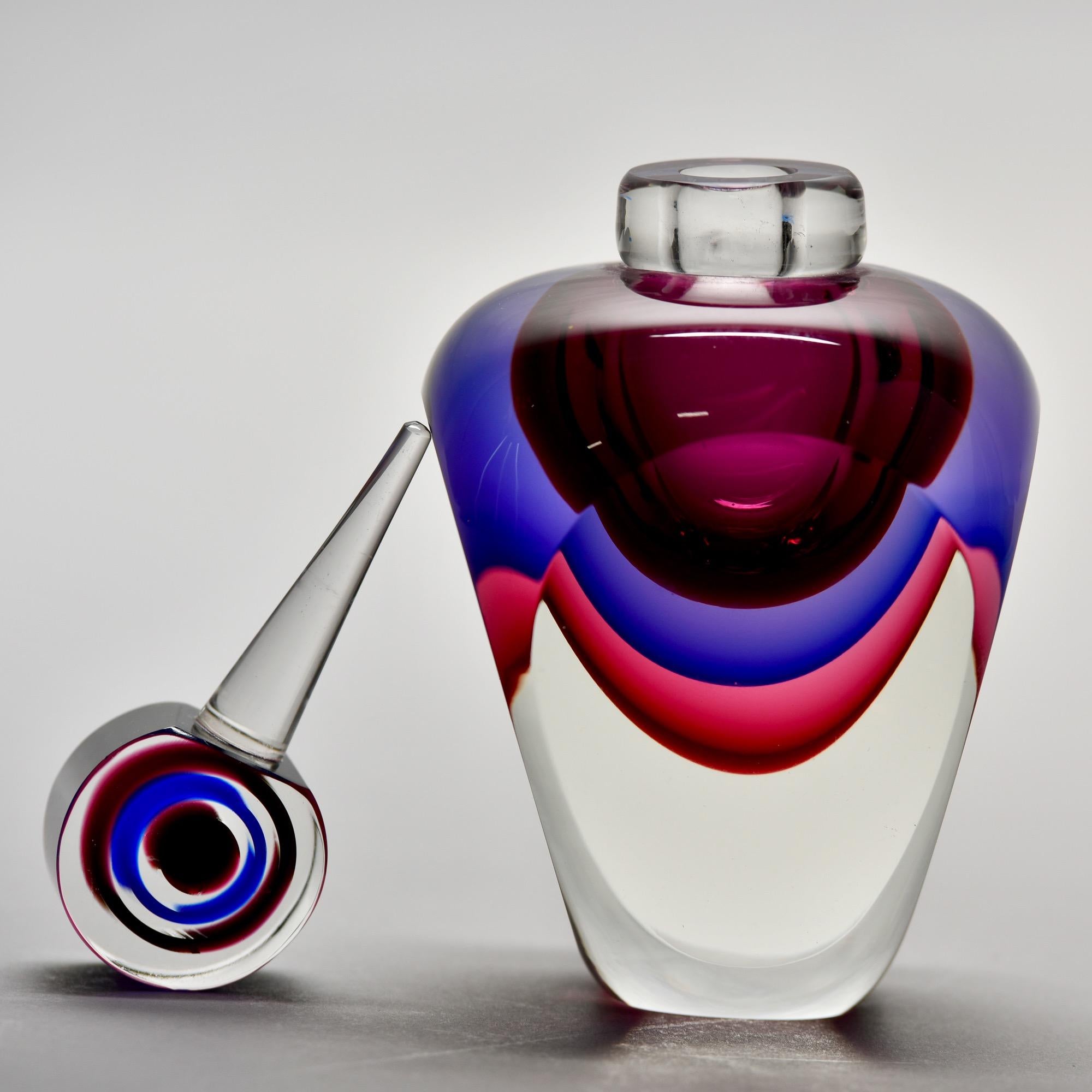 Contemporary Sommerso Style Murano Glass Perfume Bottle